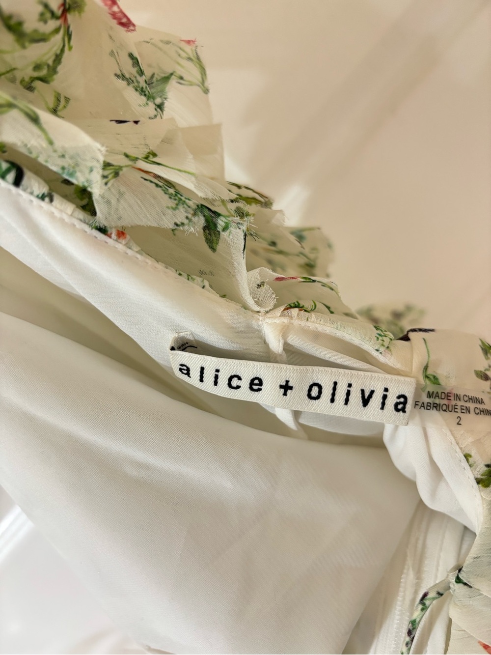 Alice + Olivia Cream Floral Ruffle Maxi Dress - Picture 2 of 3